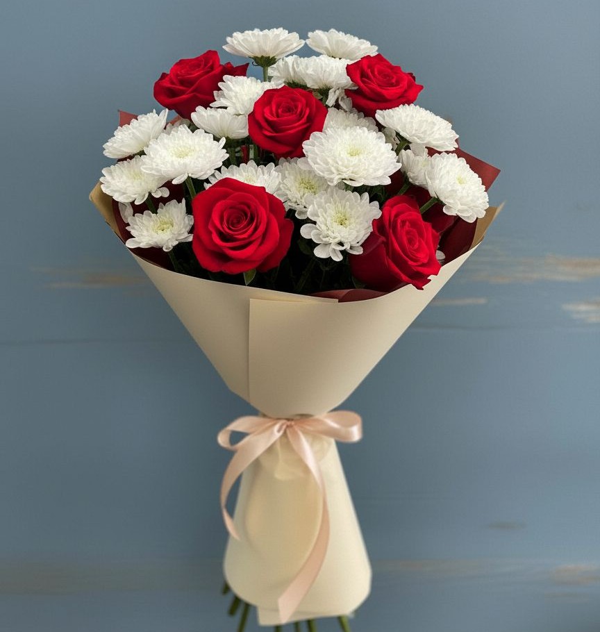 Букет цветов из: Розы и Хризантемы в Слободе Воронежской области