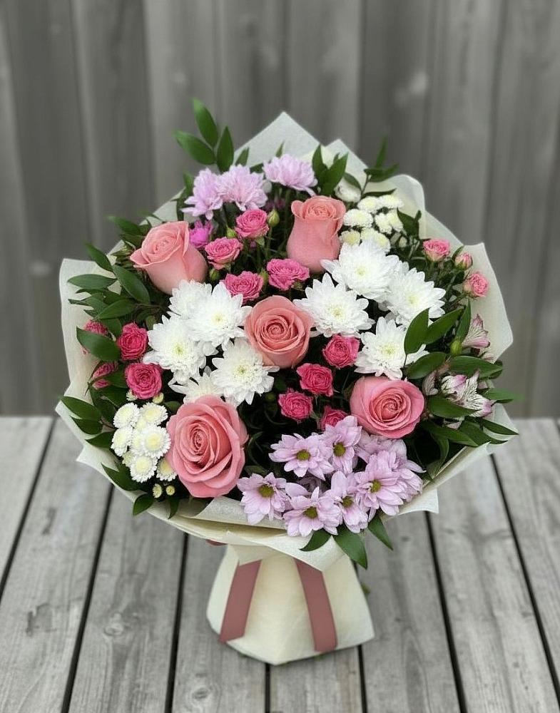 Букет цветов из: Альстромерии, Гвоздики, Розы и Хризантемы в Слободе Воронежской области