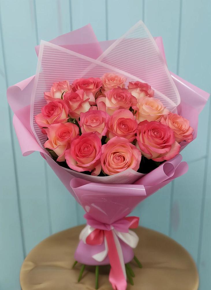 Букет 15 Розовых роз Равель в Слободе Воронежской области