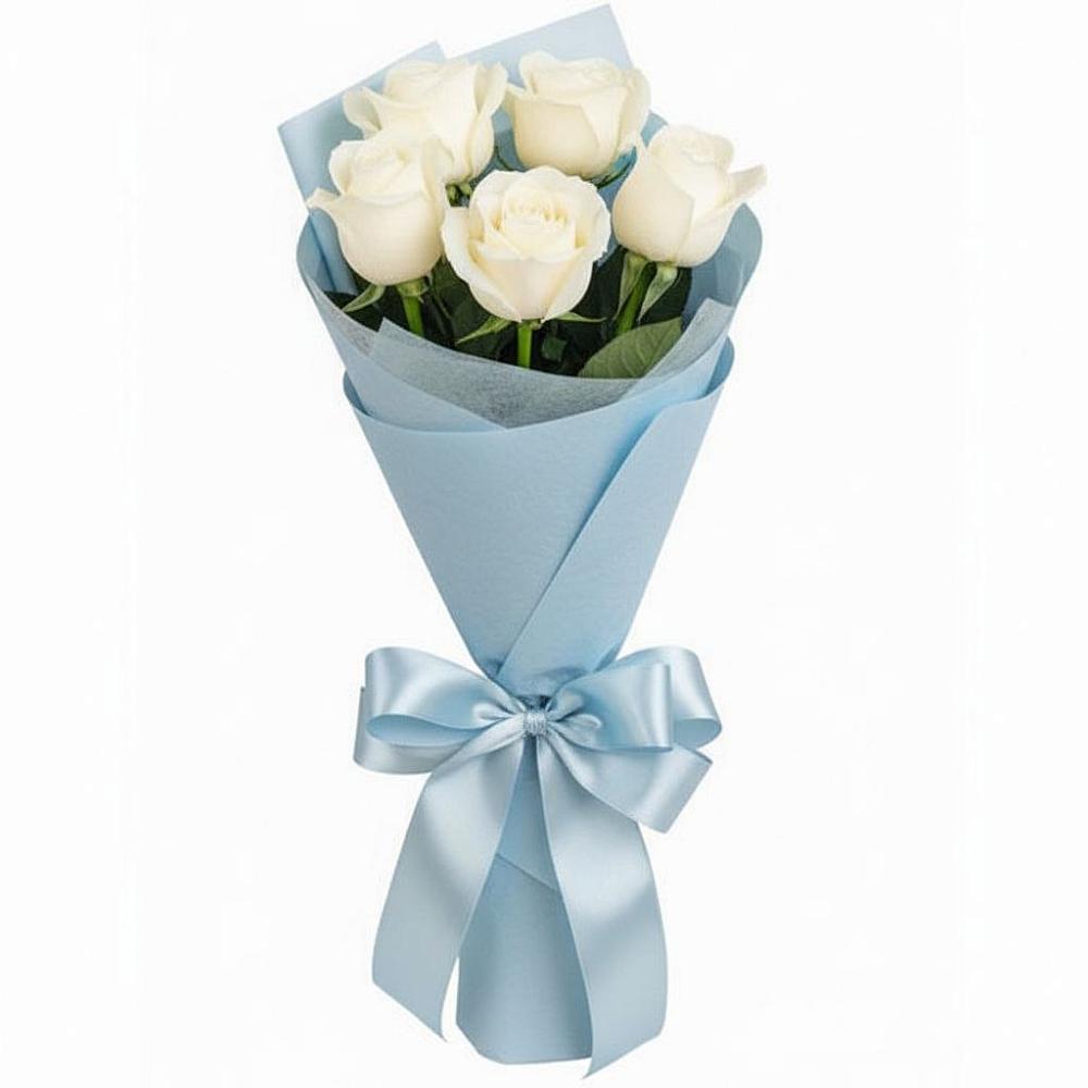 Букет 5 Белых роз Проуд в Слободе Воронежской области