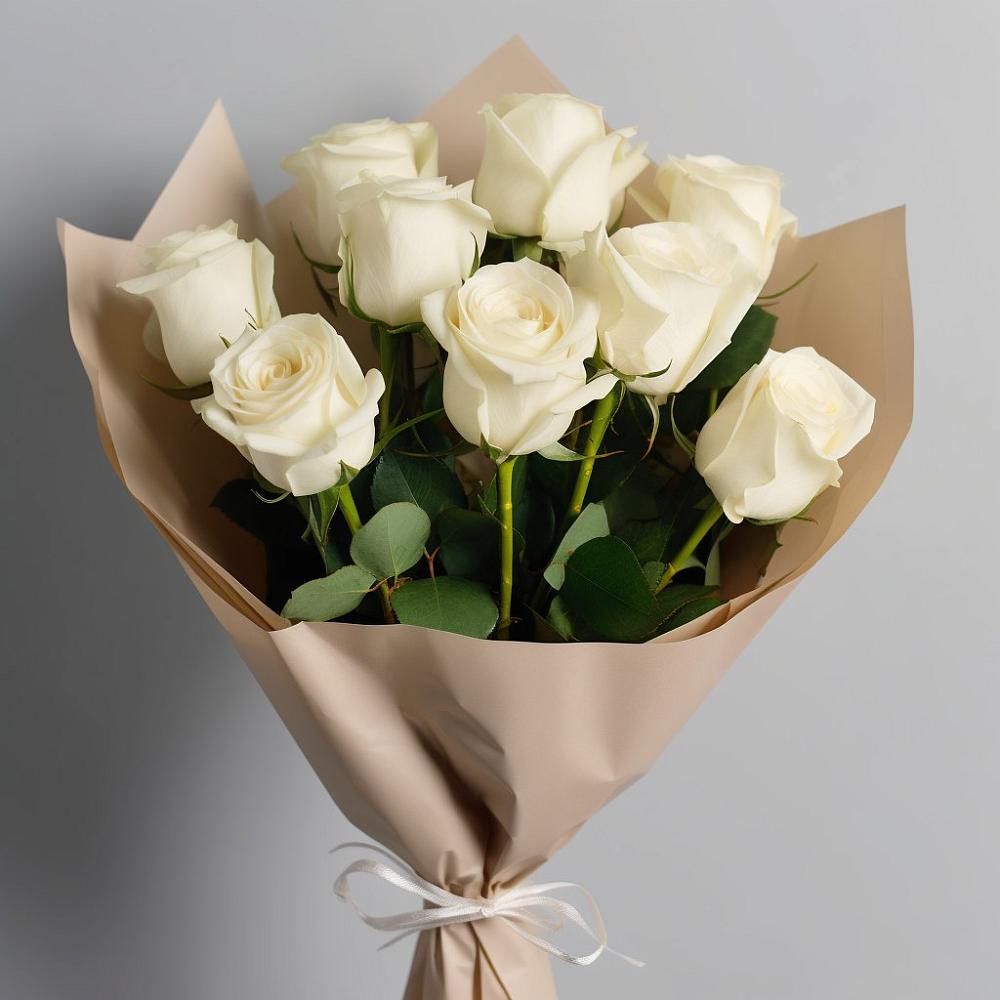 Букет 9 Белых роз Эдлесс Лав в Слободе Воронежской области