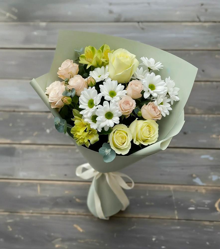 Букет цветов из: Альстромерии, Розы и Хризантемы в Слободе Воронежской области