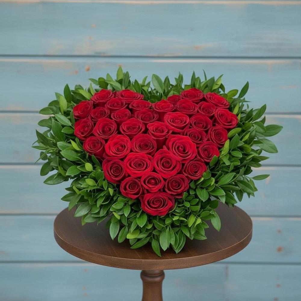 Цветочная композиция из Розы в виде сердца в Слободе Воронежской области