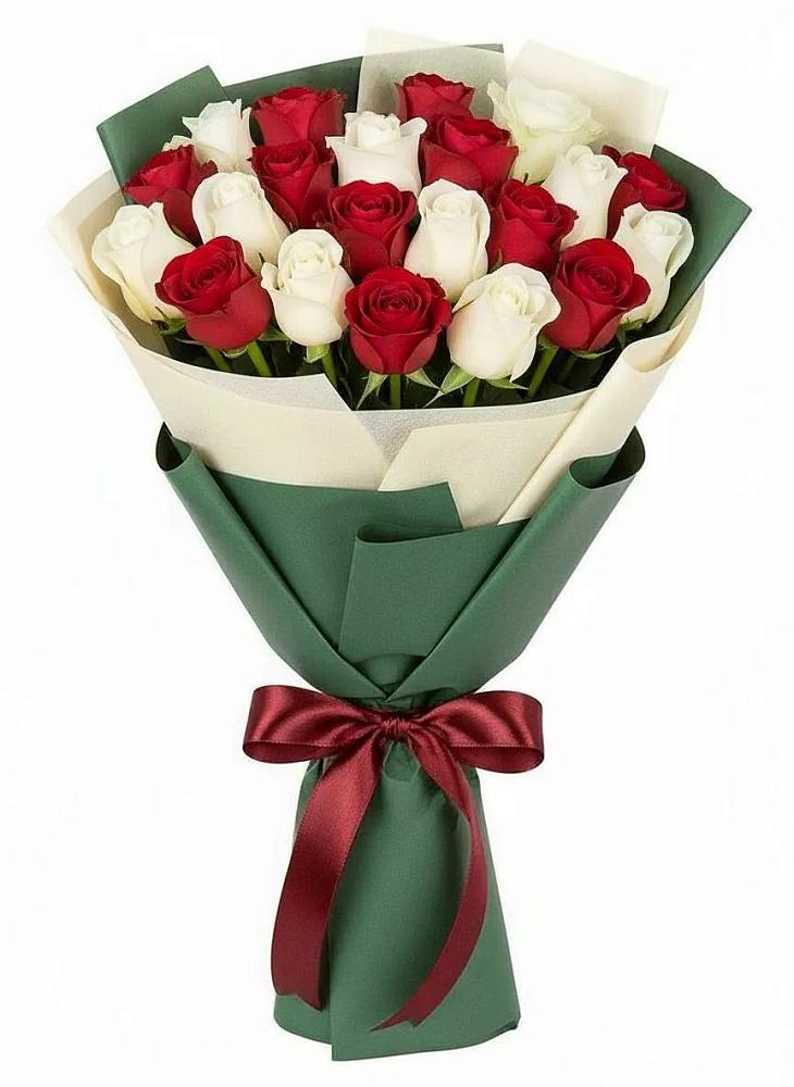 Букет Микс из красных и белых роз в Слободе Воронежской области