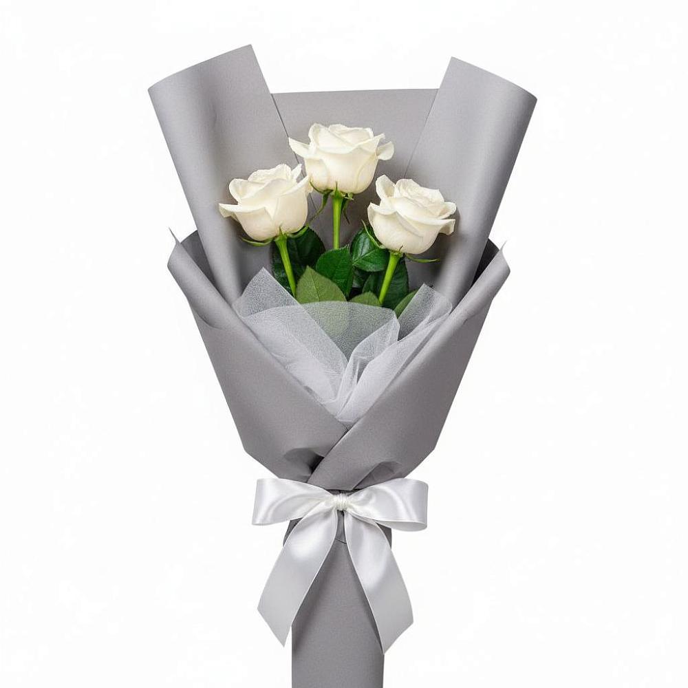 Букет 3 белые розы в Слободе Воронежской области