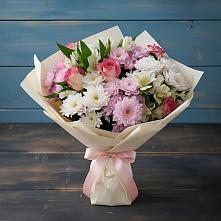 Букет цветов из:  Хризантемы, Альстромерии и Розы в Слободе Воронежской области