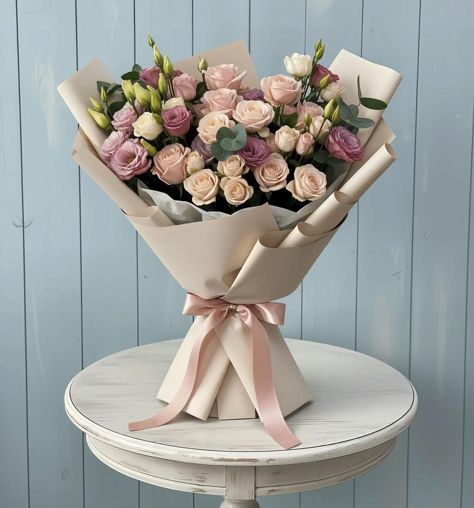 Букет цветов из: Розы и Лизиантусы в Слободе Воронежской области