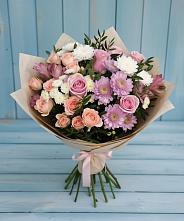 Букет цветов из:  Хризантемы, Розы и Альстромерии в Слободе Воронежской области