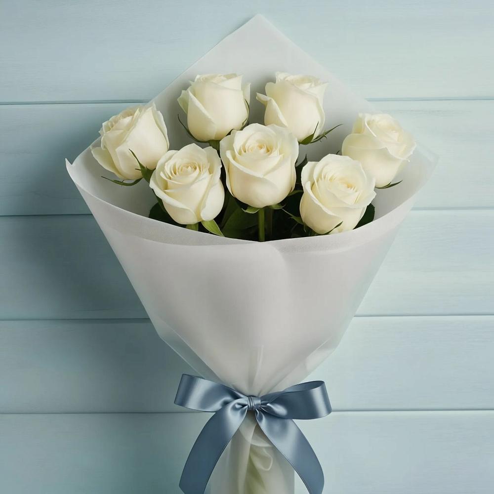 Букет 7 Белых роз Эдлесс Лав в Слободе Воронежской области